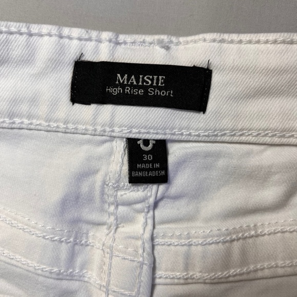 NWT TRUE RELIGION Maisie Vintage High Rise White Denim Fray Hem Jean Shorts - Picture 6 of 16